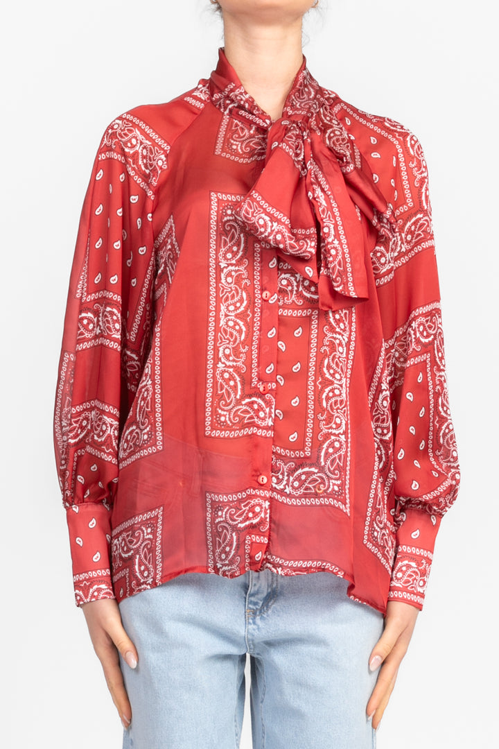 Tensione In - Camicia satin stampa bandana con fiocco Art. 25C7305