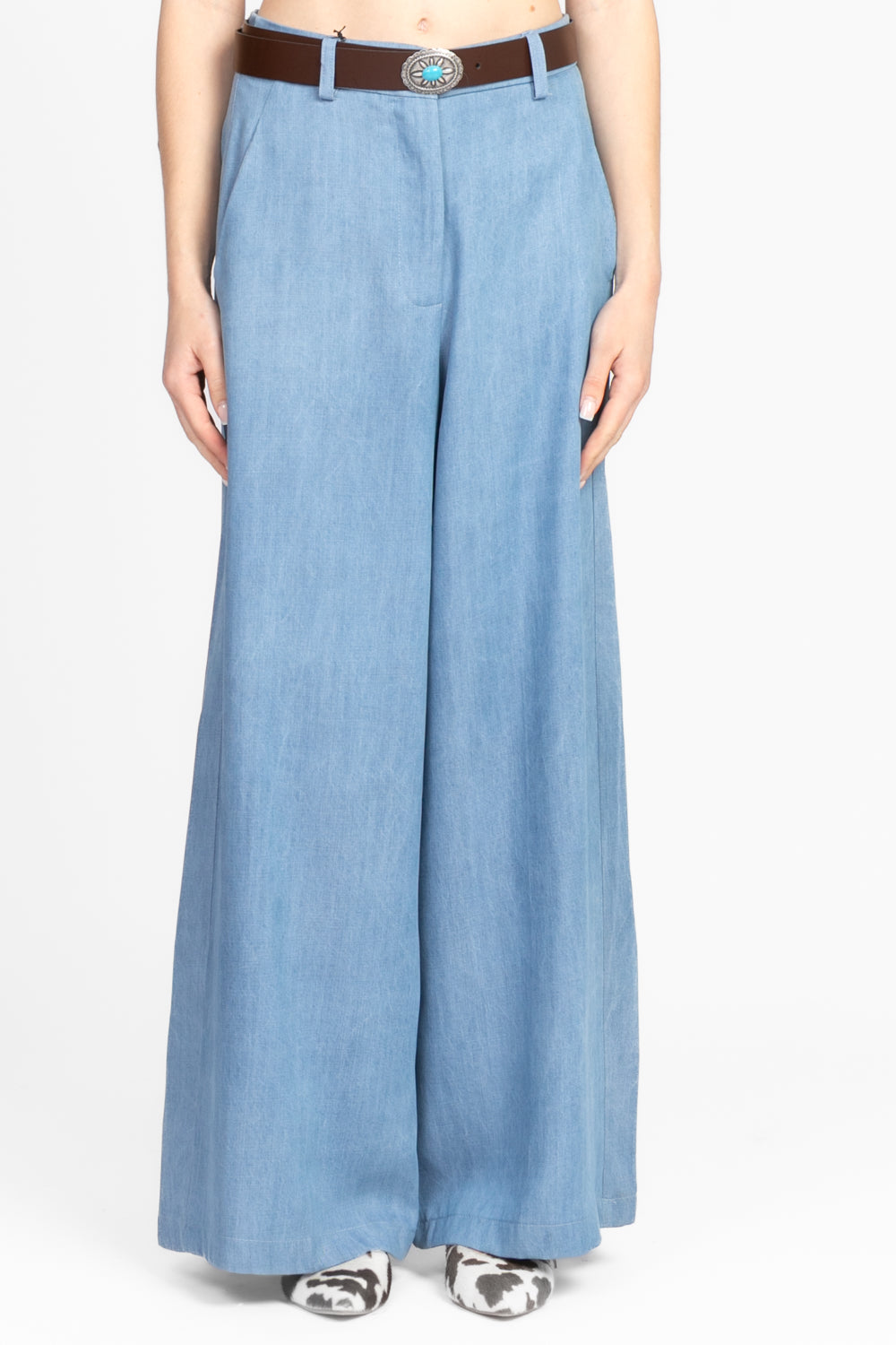 Tensione In - Pantalone palazzo in denim con cinta Art. S25P564