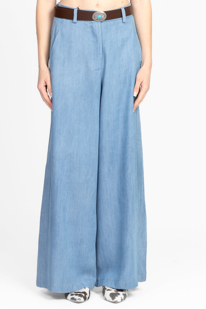 Tensione In - Pantalone palazzo in denim con cinta Art. S25P564