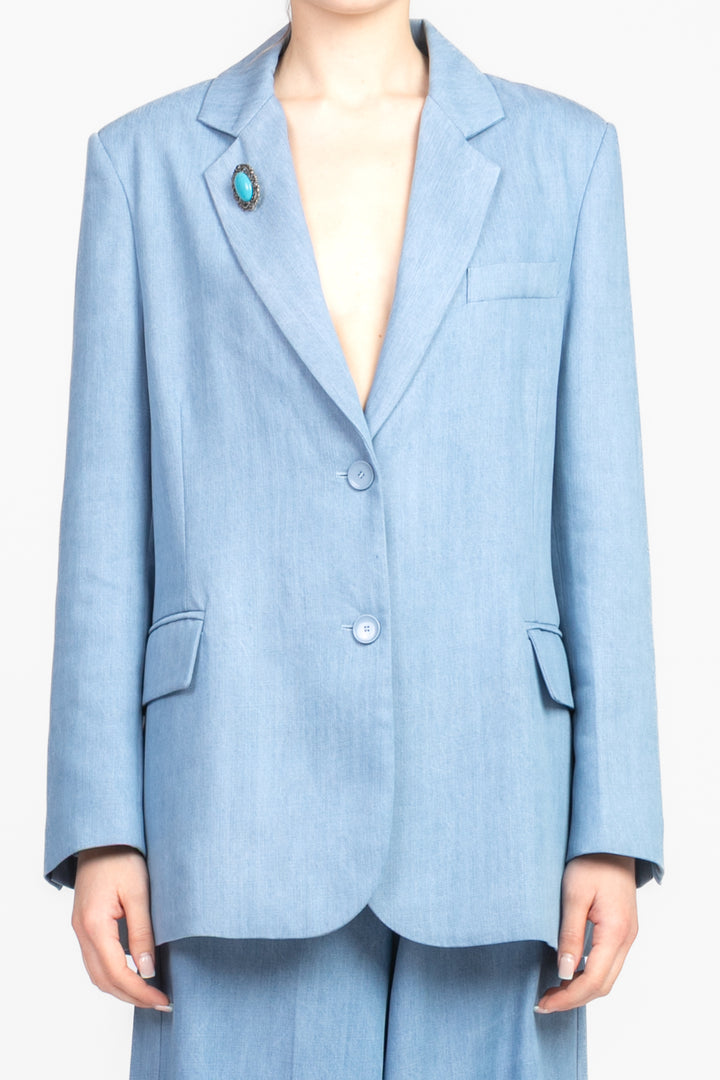 Tensione In - Giacca denim con spilla Art. S25J596