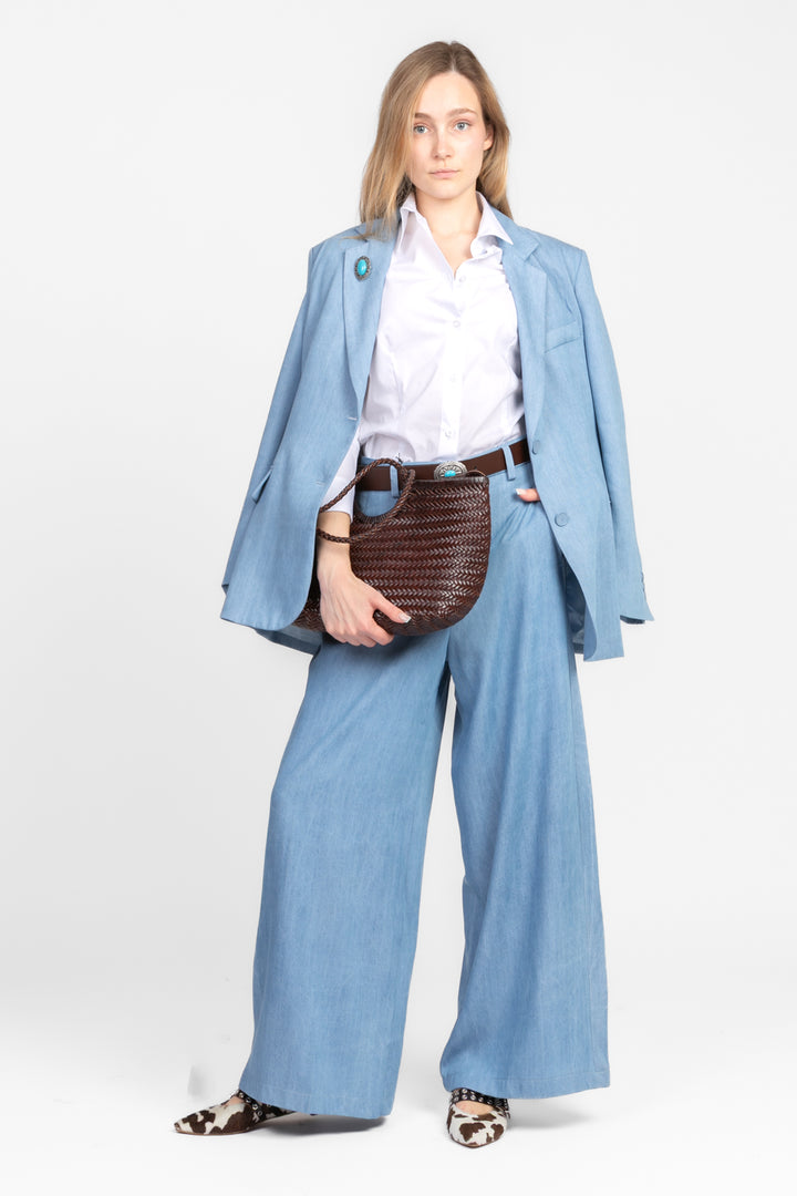 Tensione In - Pantalone palazzo in denim con cinta Art. S25P564