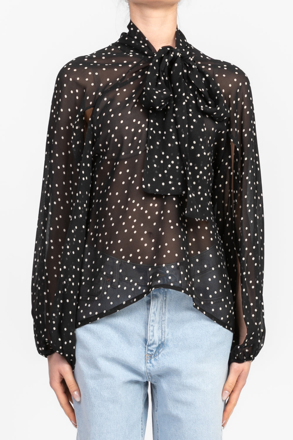 Tensione In - Camicia pois con fiocco con manica aperta Art. 36557
