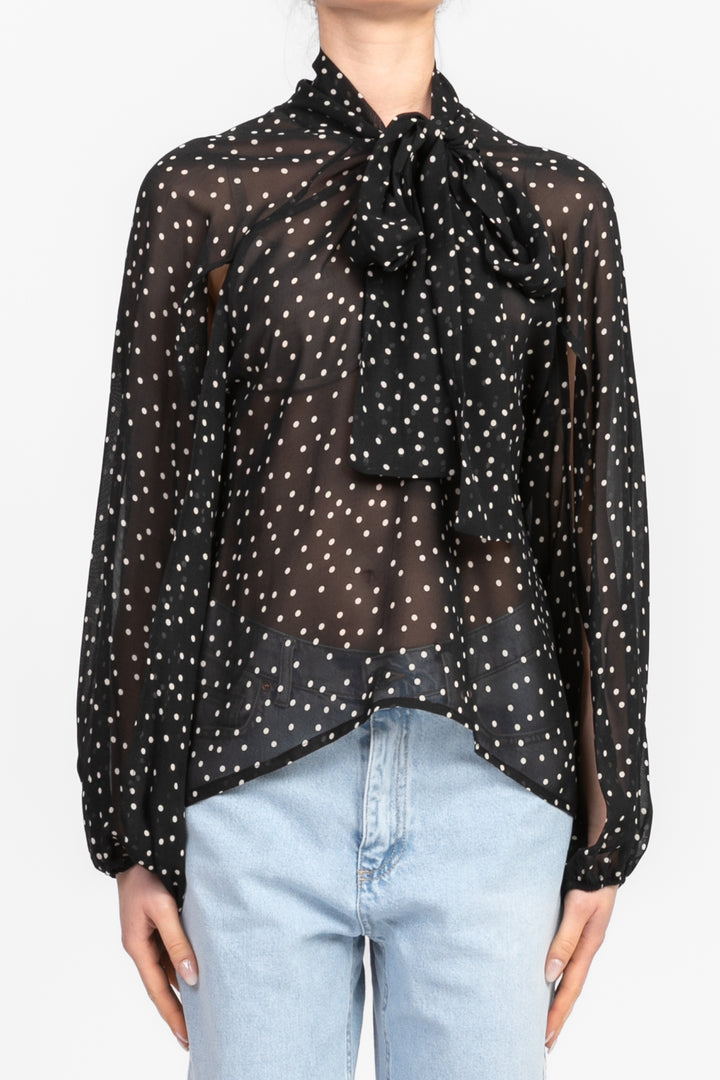 Tensione In - Camicia pois con fiocco con manica aperta Art. 36557