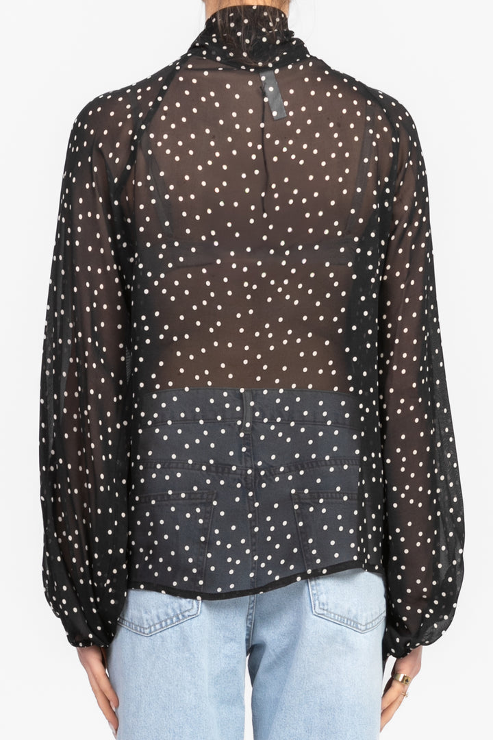 Tensione In - Camicia pois con fiocco con manica aperta Art. 36557