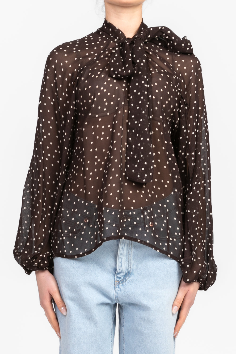 Tensione In - Camicia pois con fiocco con manica aperta Art. 36557