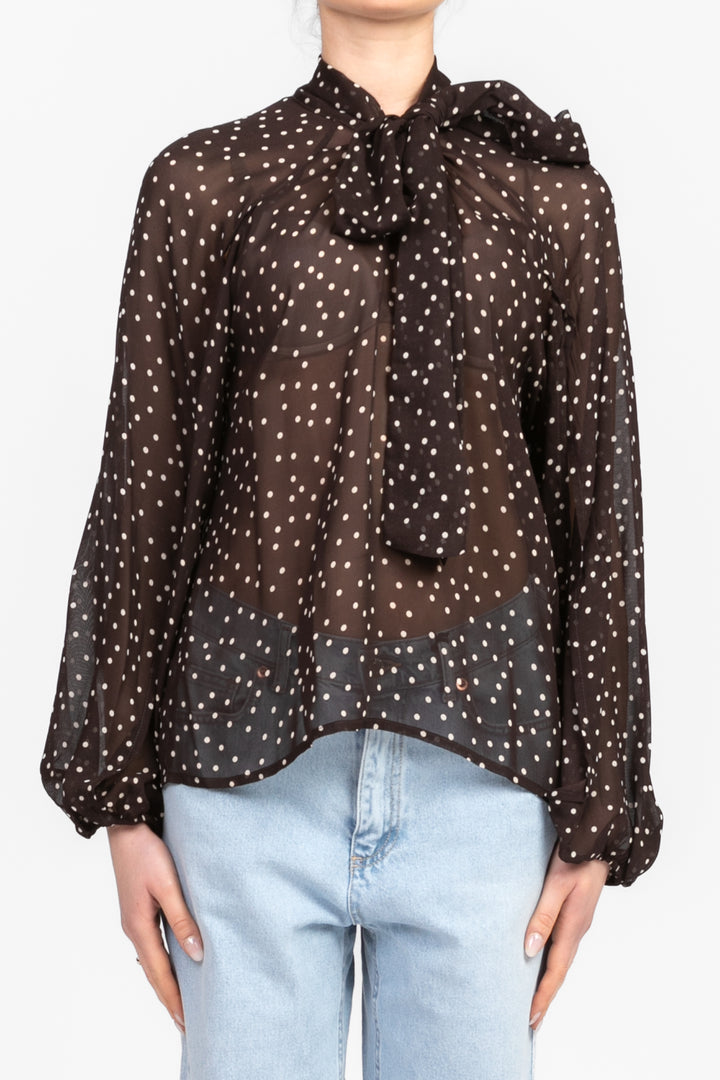 Tensione In - Camicia pois con fiocco con manica aperta Art. 36557