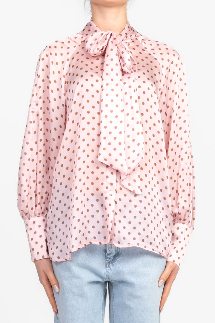 Tensione In - Camicia pois in satin con fiocco Art. 25C7284
