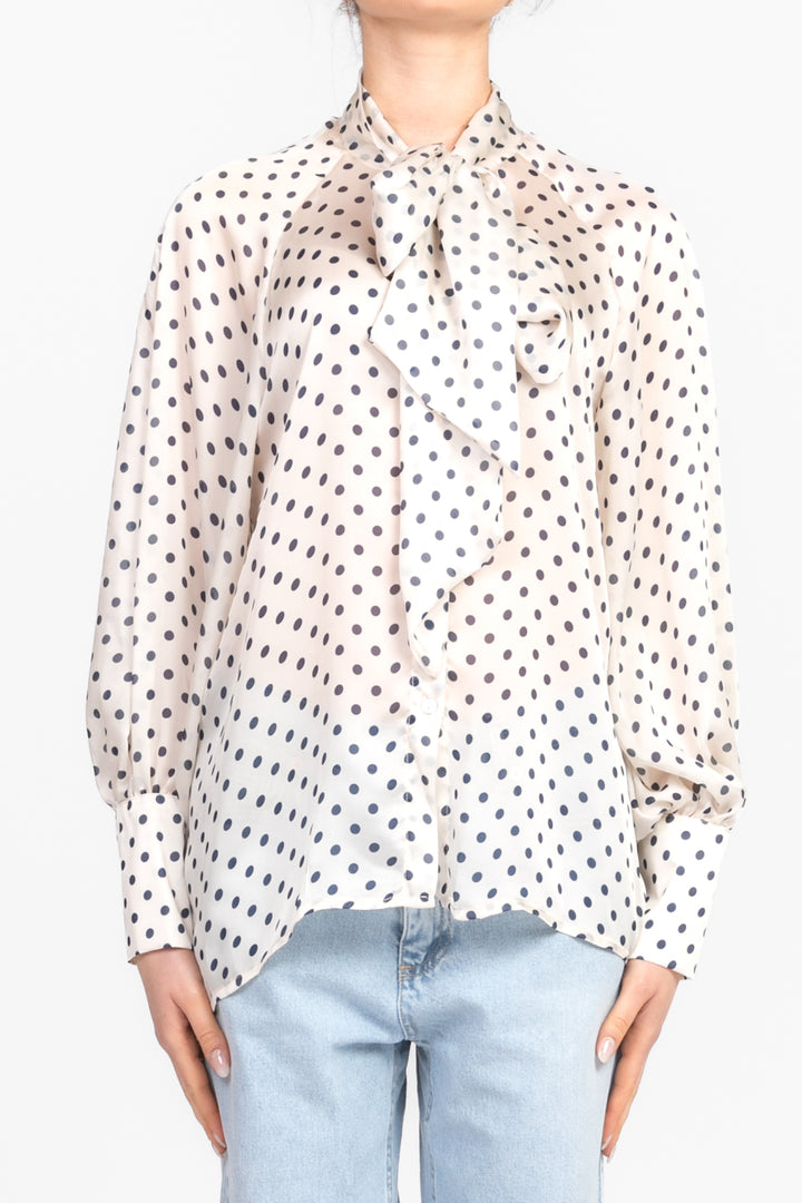 Tensione In - Camicia pois in satin con fiocco Art. 25C7284