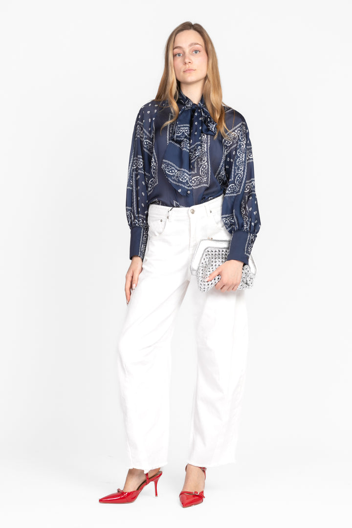 Tensione In - Camicia satin stampa bandana con fiocco Art. 25C7305