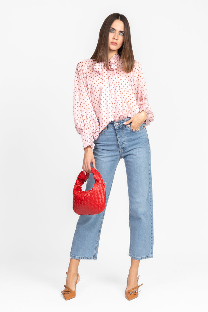 Tensione In - Camicia pois in satin con fiocco Art. 25C7284