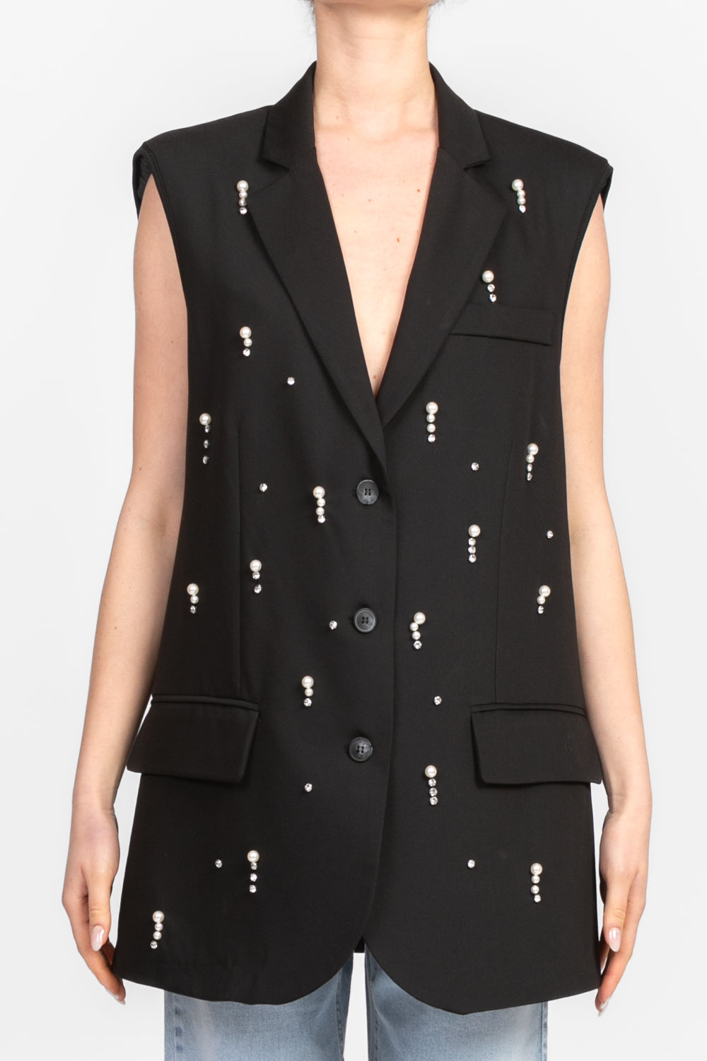 Vicolo - Gilet over con applicazioni perle Art. RD0683
