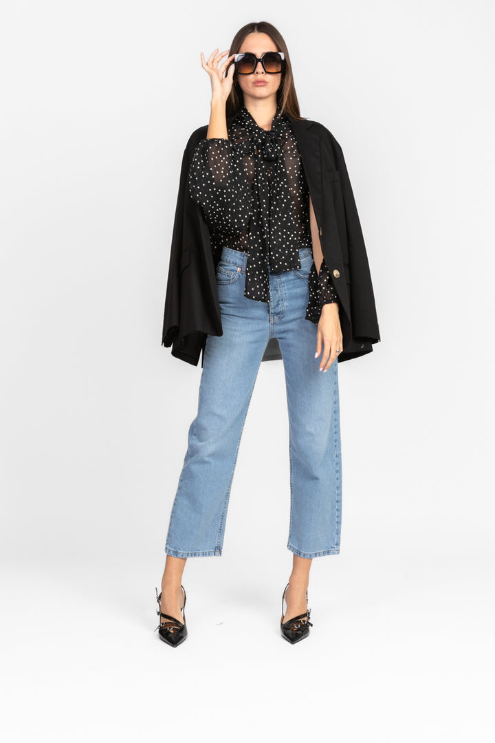 Tensione In - Camicia pois con fiocco con manica aperta Art. 36557