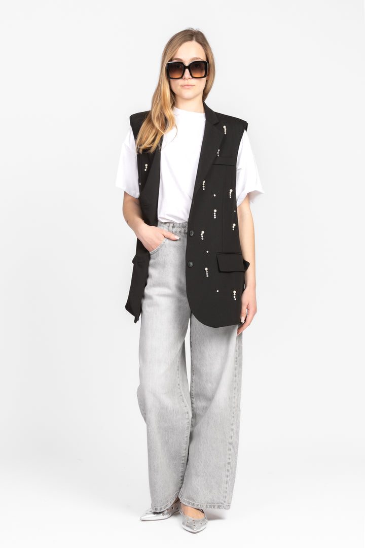 Vicolo - Gilet over con applicazioni perle Art. RD0683