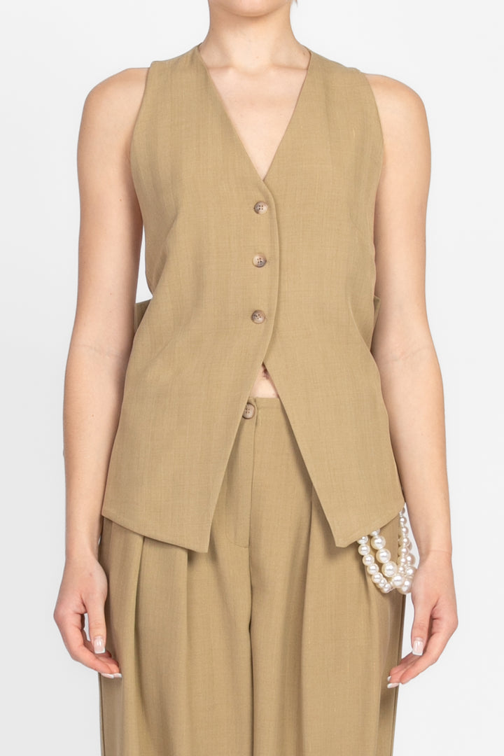 Dixie - Gilet gessato lurex con fiocco posteriore Art. L319W008