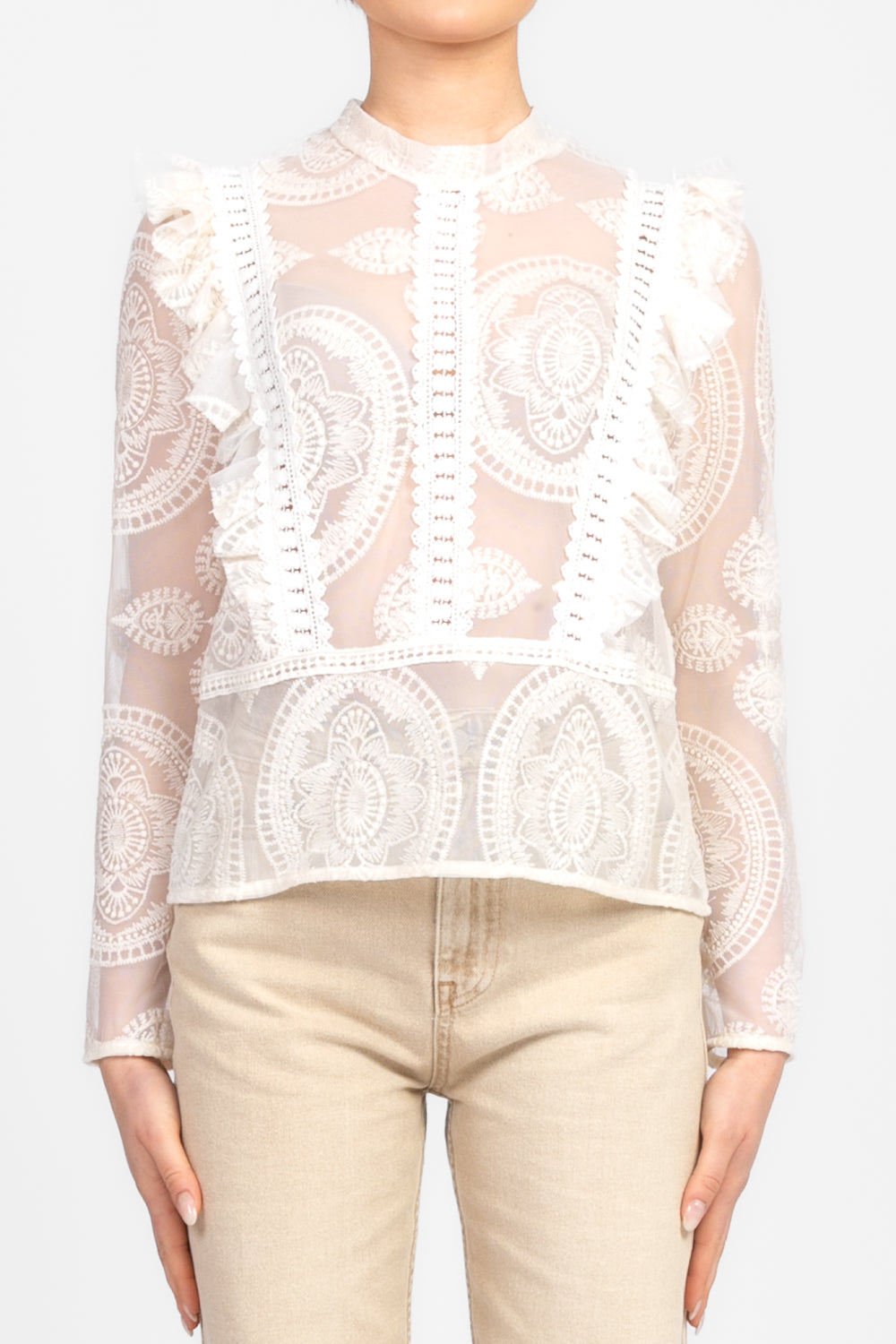 Tensione In - Blusa pizzo con rouches Art. PX1009
