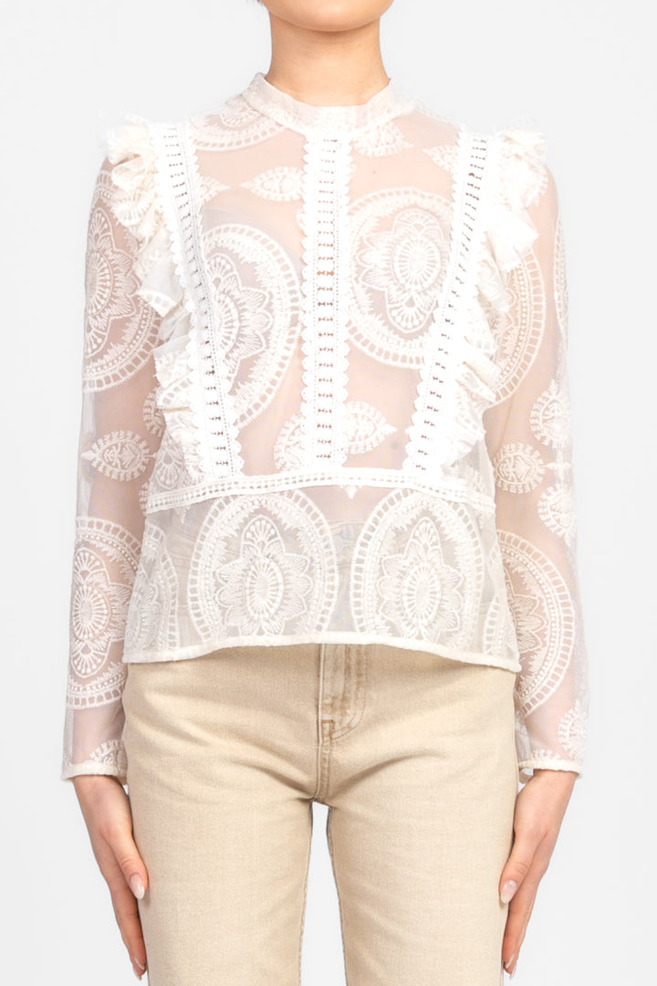 Tensione In - Blusa pizzo con rouches Art. PX1009