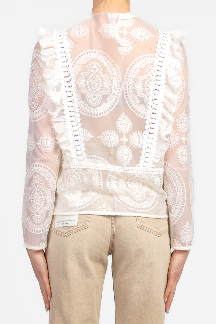Tensione In - Blusa pizzo con rouches Art. PX1009