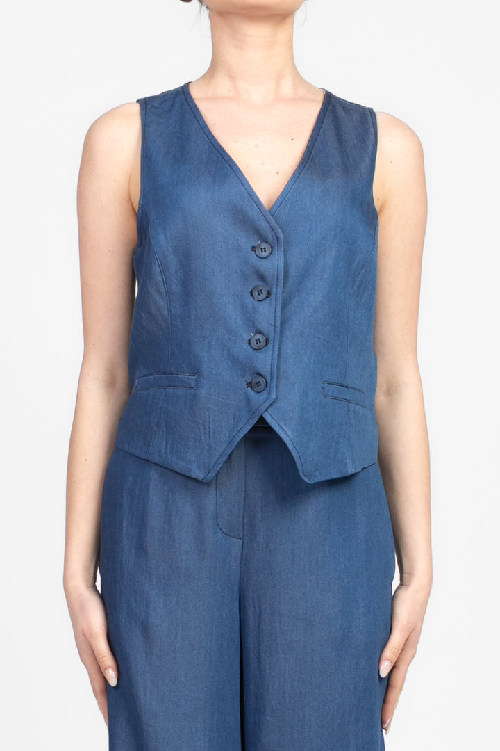 Tensione In - Completo gilet pantalone chambray Art. 25C7378