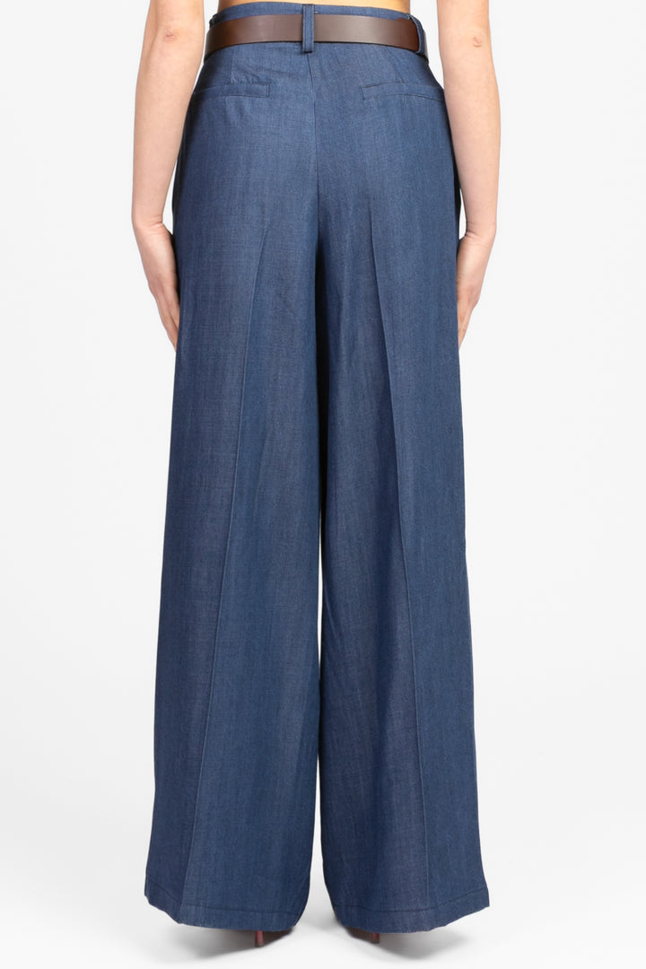 Tensione In - Pantalone palazzo in denim con cinta Art. S25P564