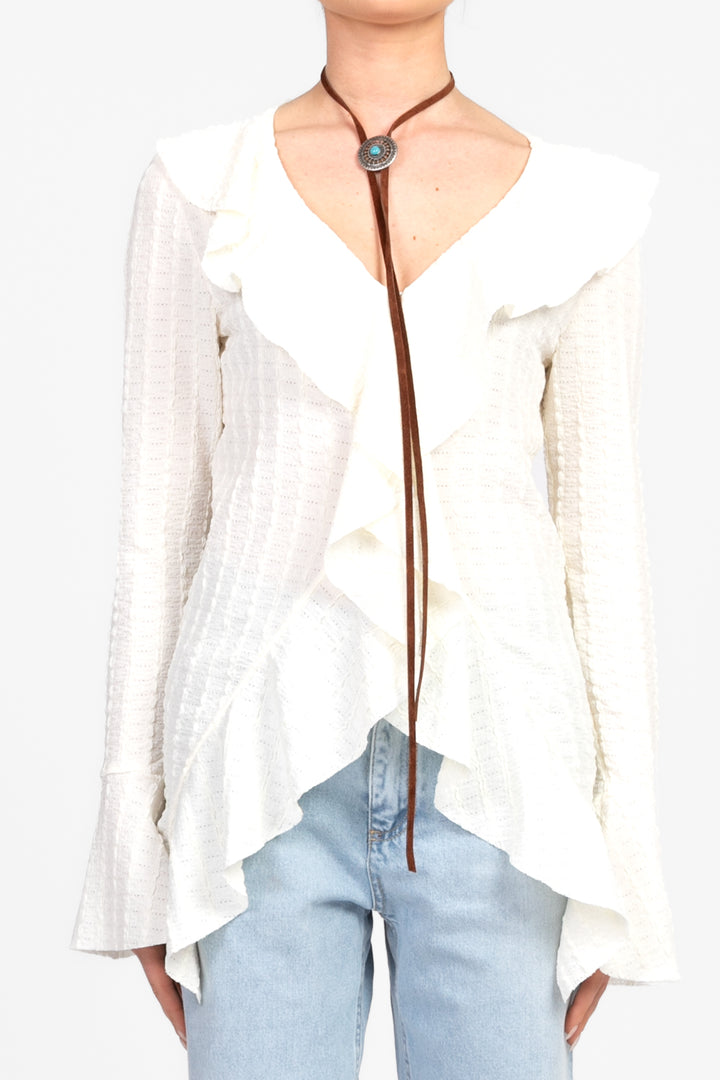 Have One - Blusa scollo v con rouches Art. CSO-N182