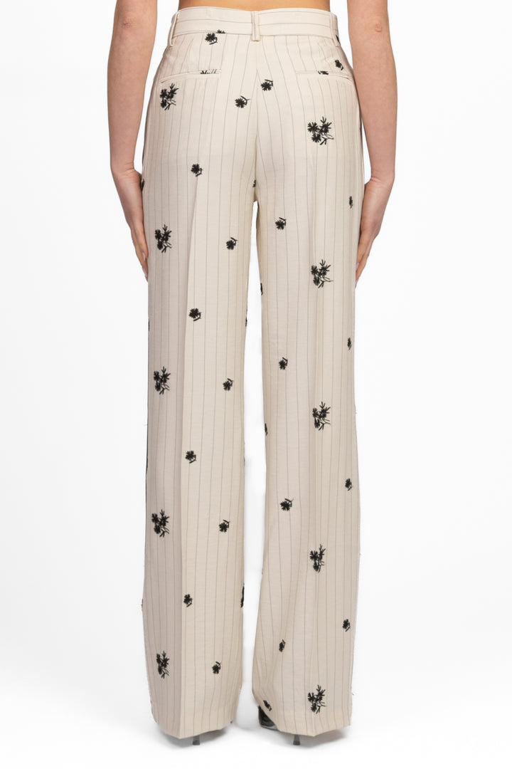 Vicolo - Pantalone palazzo gessato con ricamo Art. TD0499
