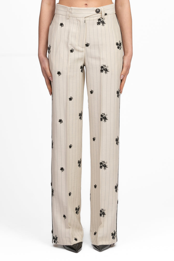 Vicolo - Pantalone palazzo gessato con ricamo Art. TD0499