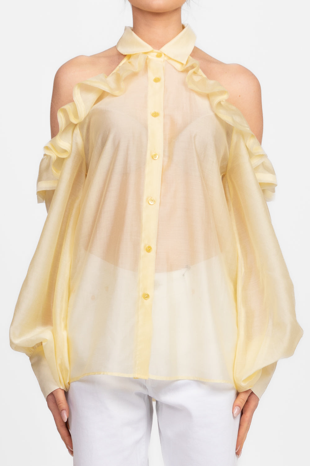 Vicolo - Camicia cut out con rouches Art. TD1546
