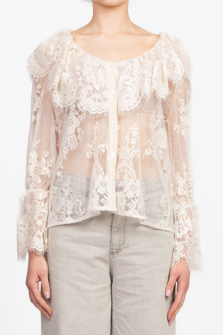 Tensione In - Camicia pizzo con rouches Art. AW1077