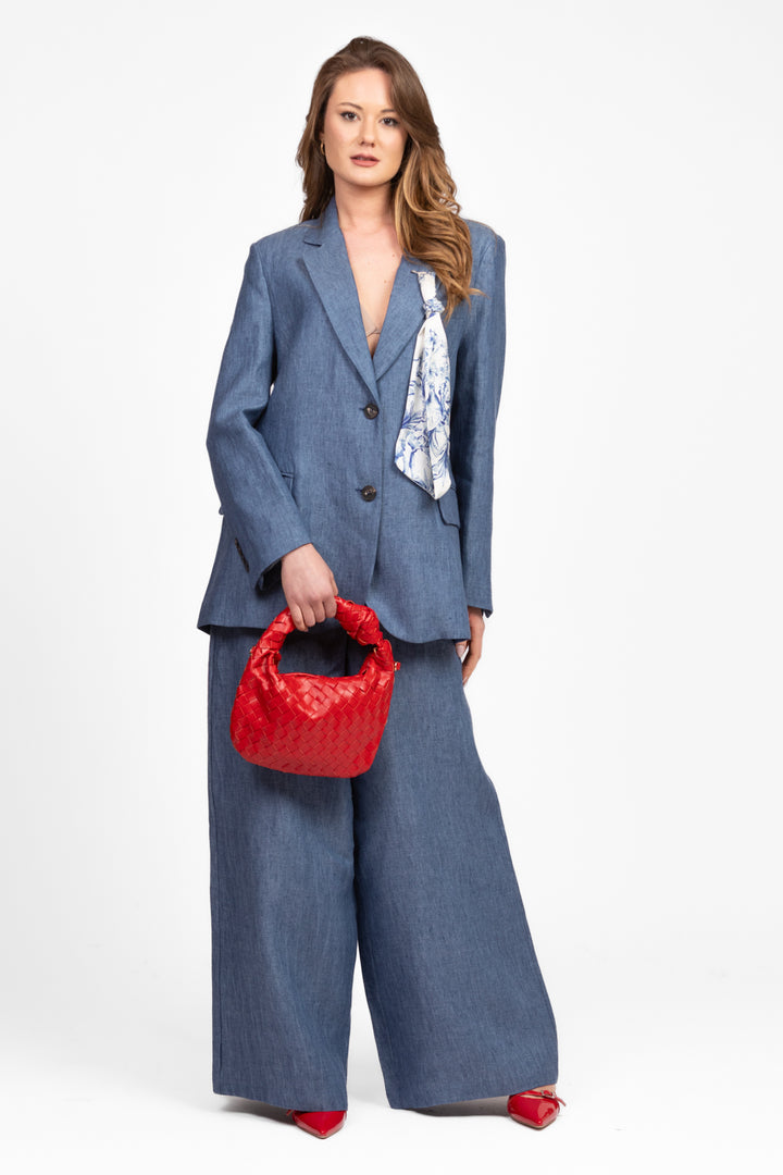Tensione In - Giacca chambray over con spilla Art. S25J804