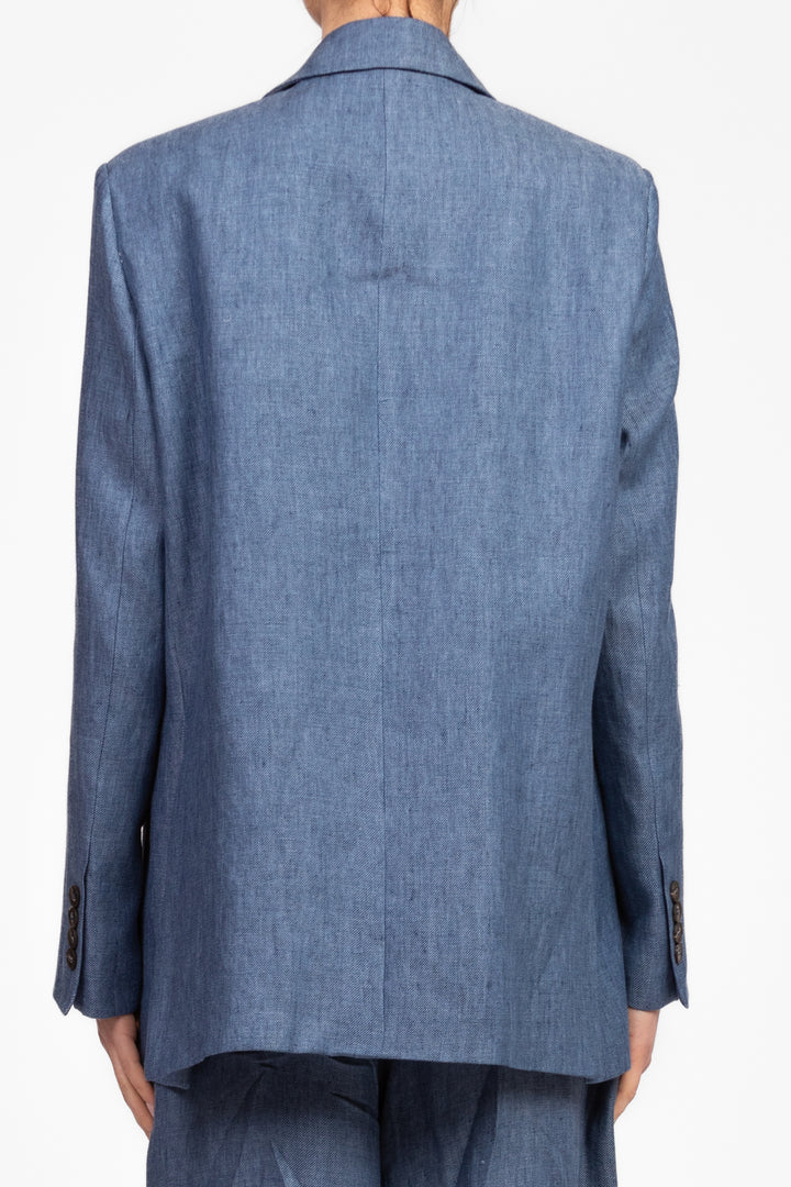Tensione In - Giacca chambray over con spilla Art. S25J804