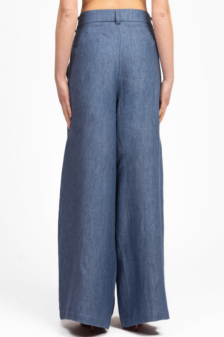 Tensione In - Pantalone palazzo chambray Art. S25P729