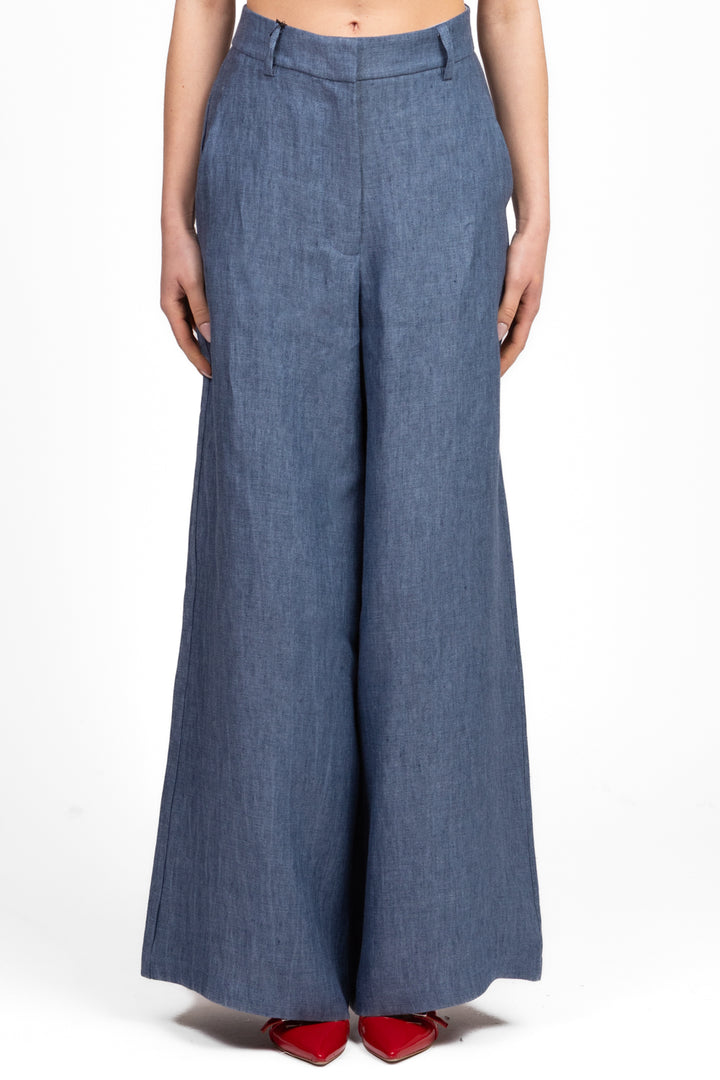 Tensione In - Pantalone palazzo chambray Art. S25P729