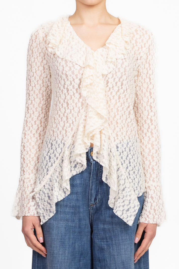 Tensione In - Camicia pizzo con rouches Art. KS1059