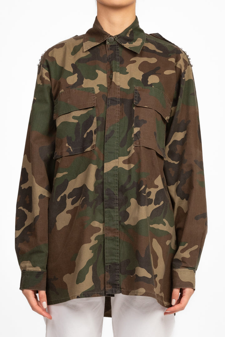 Vicolo - Camicia camouflage vintage con strass Art. RD0799