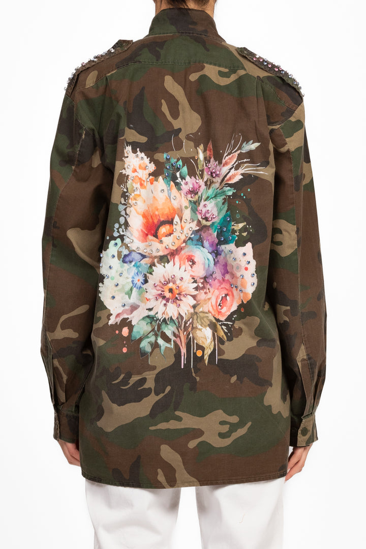 Vicolo - Camicia camouflage vintage con strass Art. RD0799