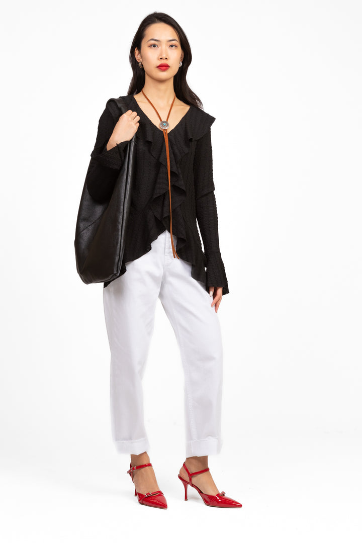 Have One - Blusa scollo v con rouches Art. CSO-N182