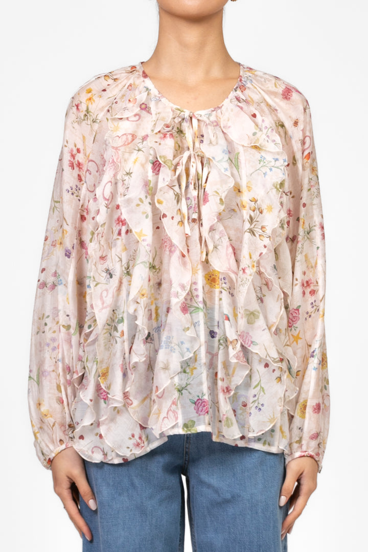 Dixie - Blusa floreale con rouches e lacci Art. C212W146
