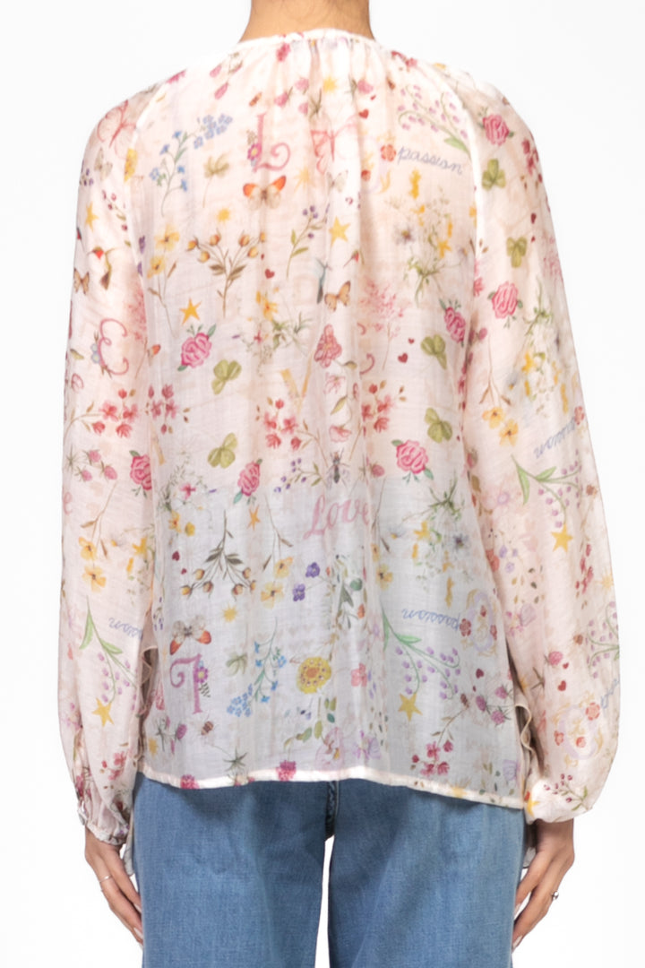 Dixie - Blusa floreale con rouches e lacci Art. C212W146