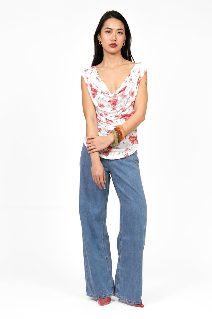 Vicolo - Top floreale con arricciatura Art. TD2052