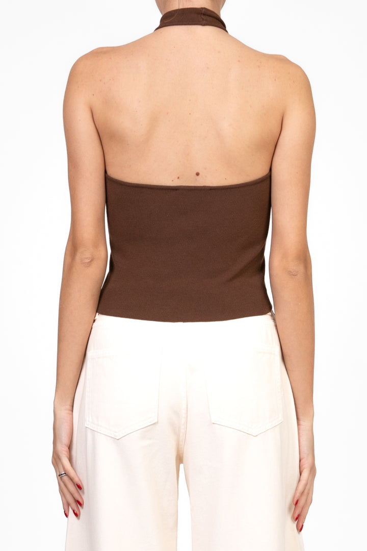 Vicolo - Top halter a costine incrociato Art. 22144D