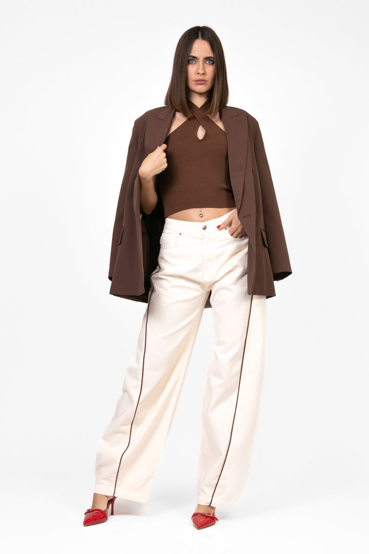 Vicolo - Top halter a costine incrociato Art. 22144D