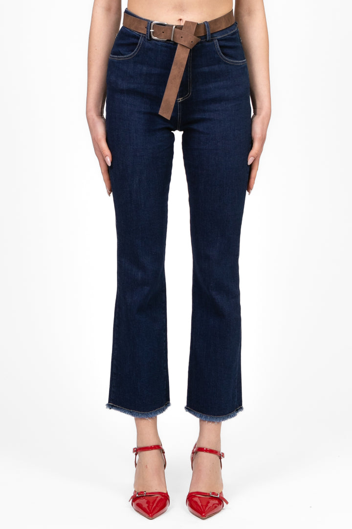 Tensione In - Jeans trombetta sfrangiato con cinta Art. PA5238