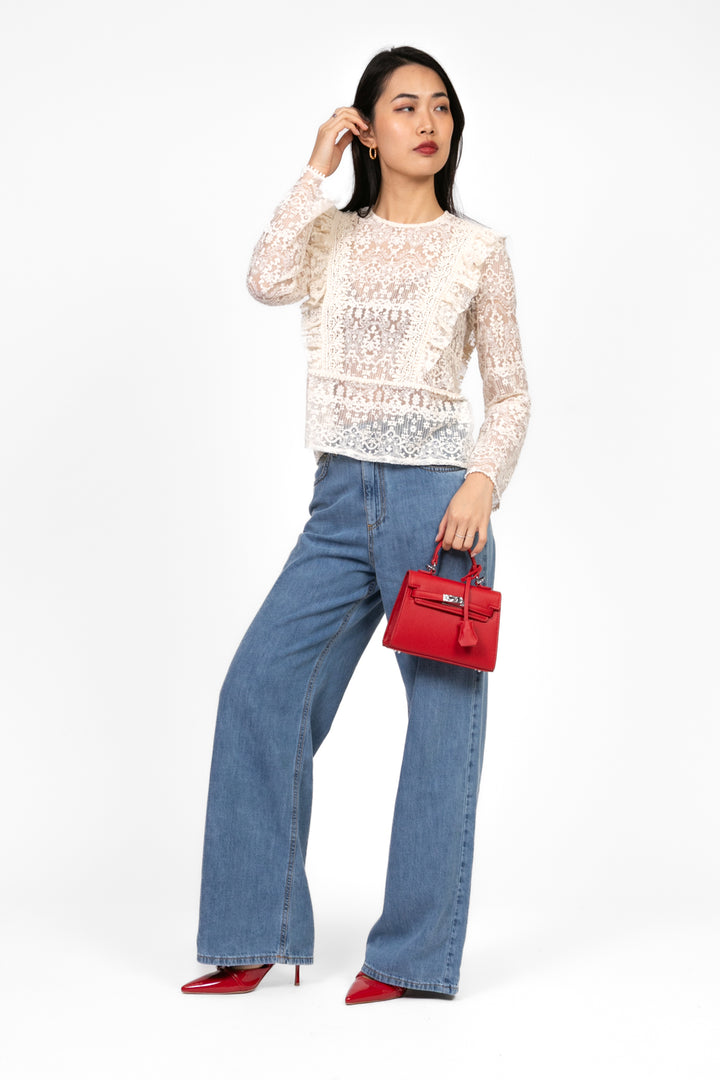 Tensione In - Blusa pizzo con rouches Art. PZ1103