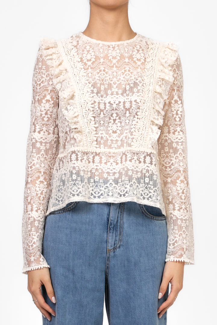 Tensione In - Blusa pizzo con rouches Art. PZ1103