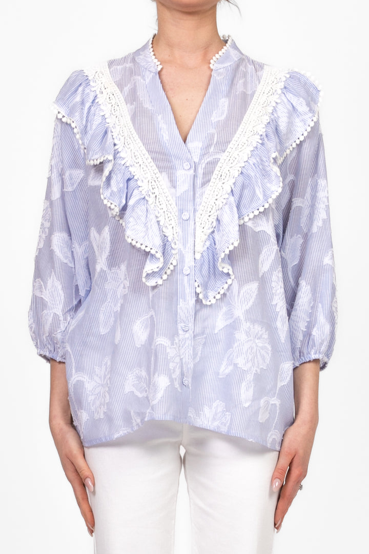 Tensione In - Camicia bacchettata con rouches Art. OD1112
