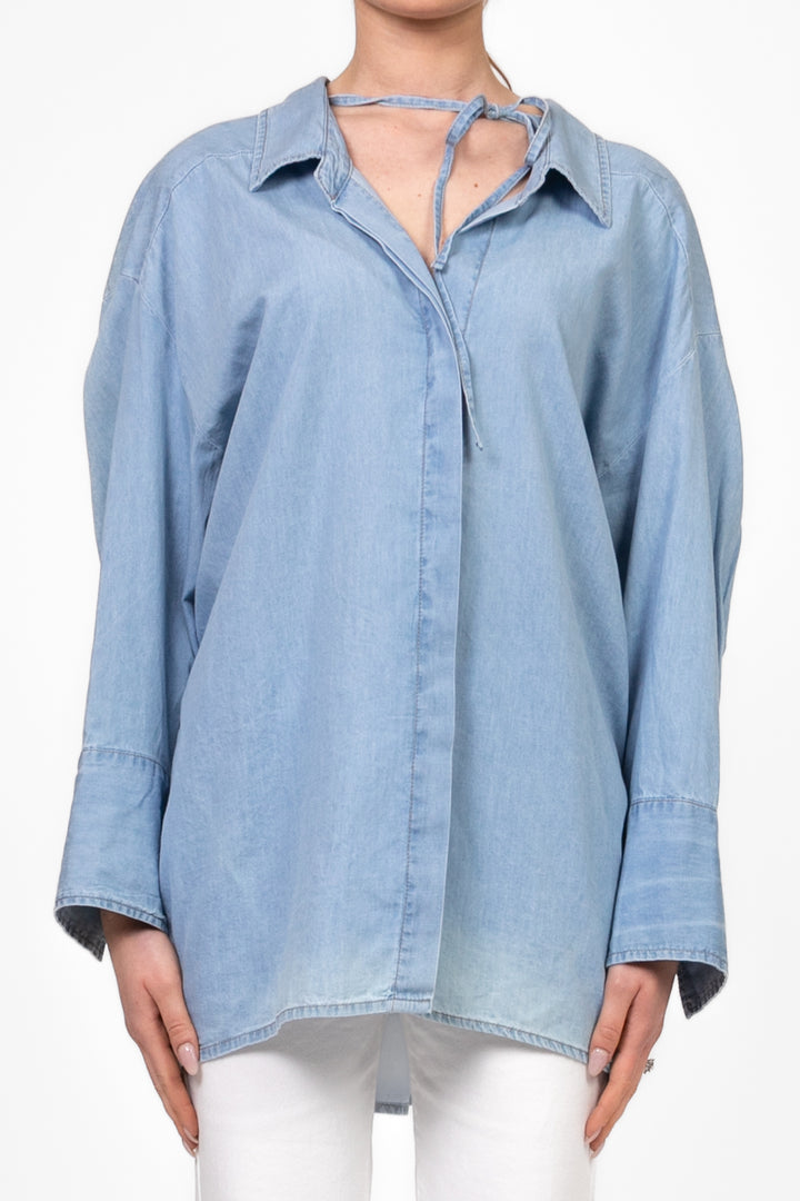Vicolo - Camicia over chambray con laccio MARIOLA Art. DD5404