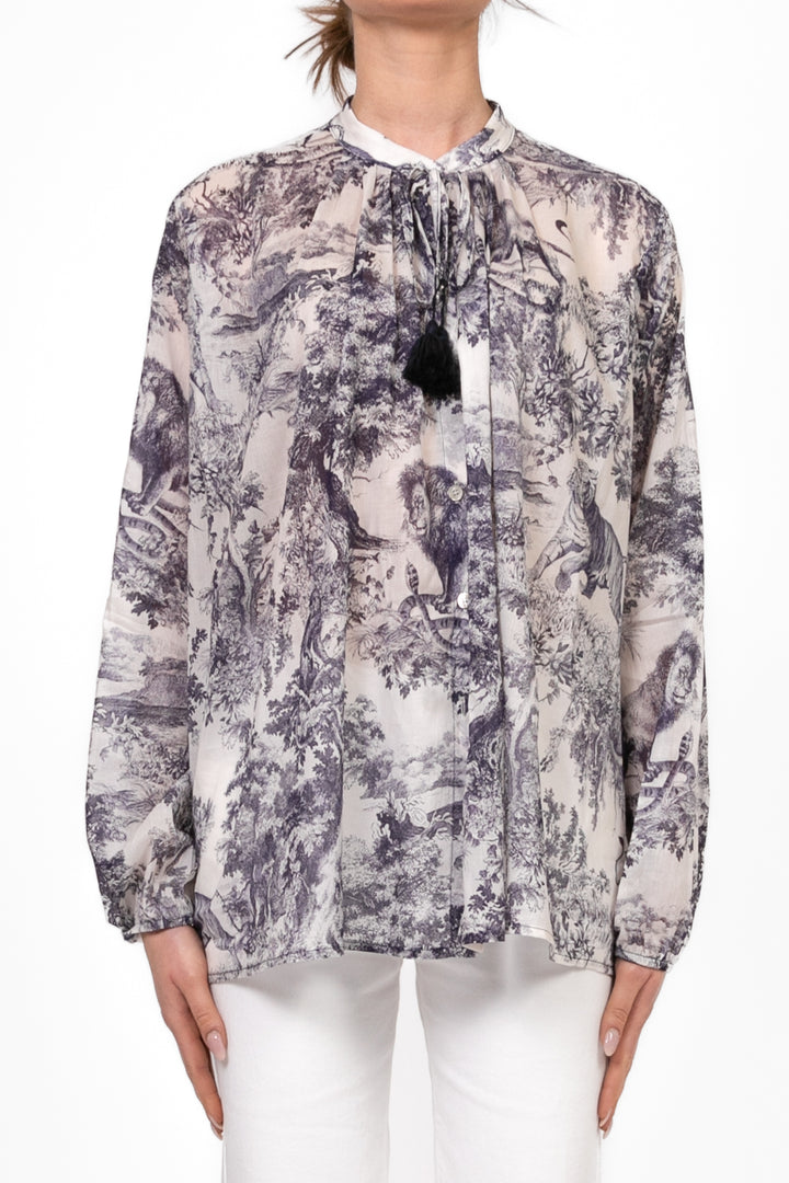 Tensione In - Camicia stampa toile de jouy con collo coreano Art. 36739