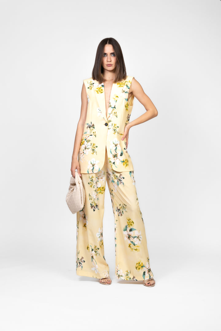 Vicolo - Gilet floreale in satin con fiocchi Art. TD2177