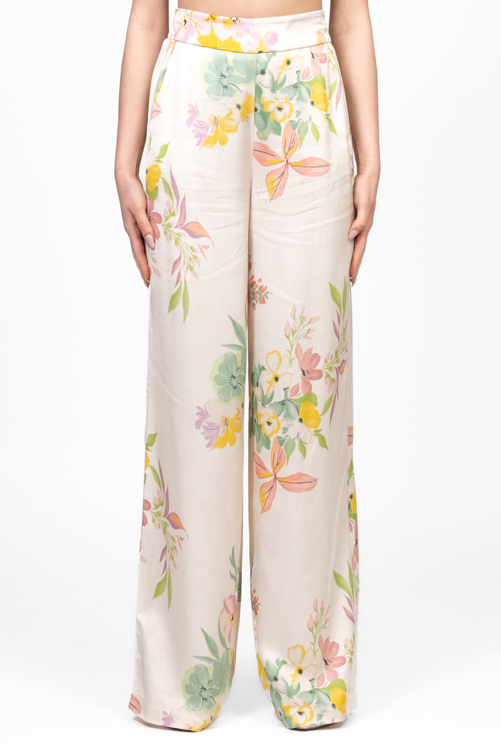 Vicolo - Pantalone floreale in satin Art. TD2217
