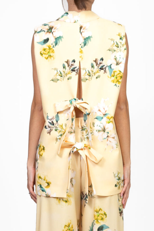 Vicolo - Gilet floreale in satin con fiocchi Art. TD2177
